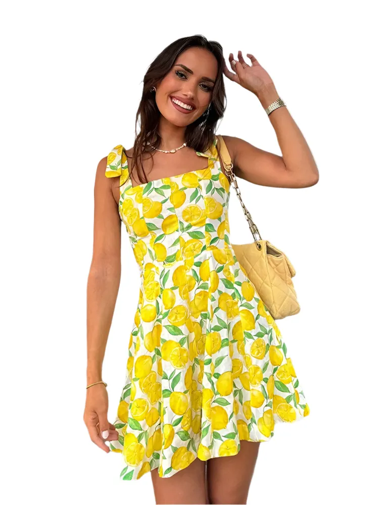 Camille – Vibrant Lemon Summer Women's Dress