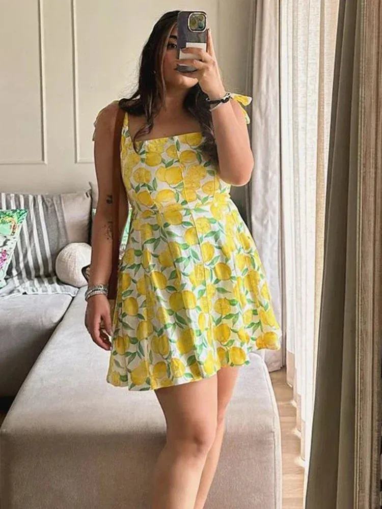 Camille – Vibrant Lemon Summer Women's Dress