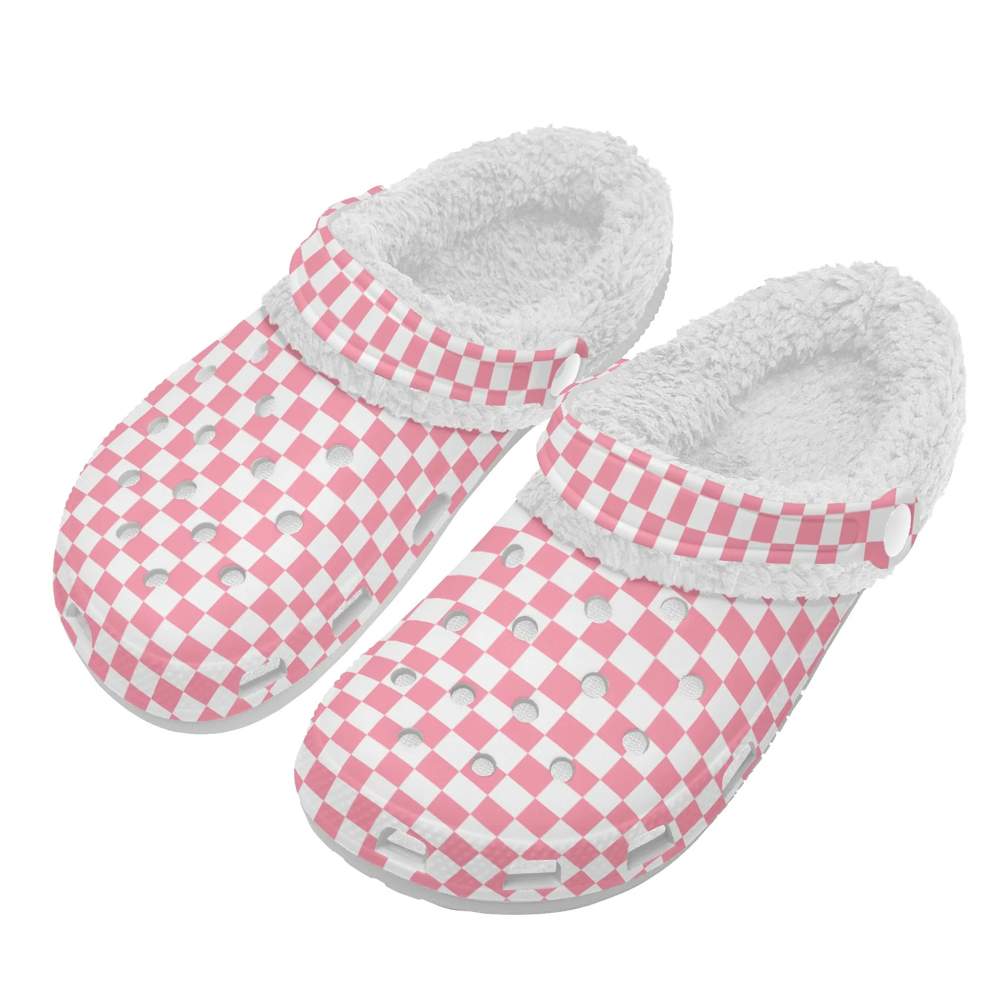 Checkered Pastels | Fleece-Lined Clog Slippers - Cozy, Versatile & Made for Everyday Comfort
