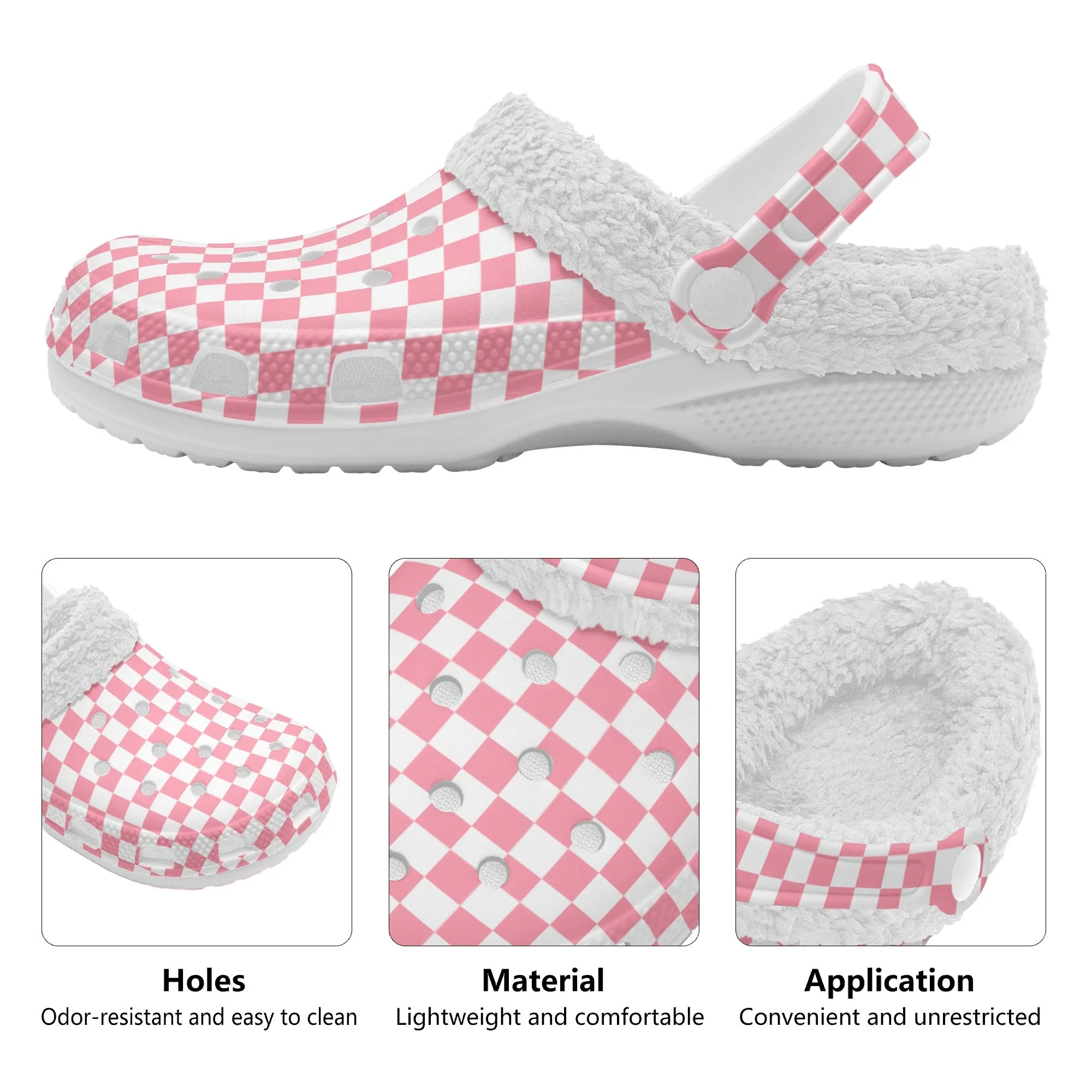 Checkered Pastels | Fleece-Lined Clog Slippers - Cozy, Versatile & Made for Everyday Comfort
