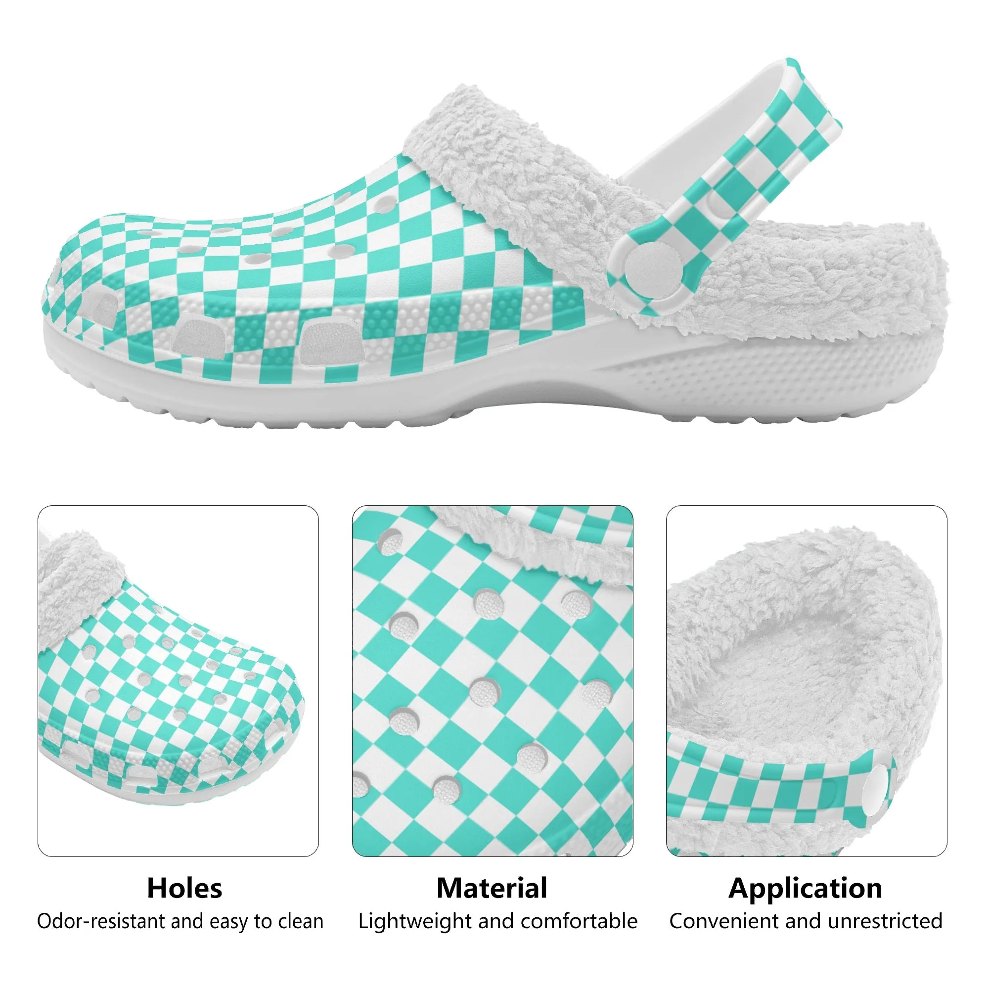 Checkered Pastels | Fleece-Lined Clog Slippers - Cozy, Versatile & Made for Everyday Comfort