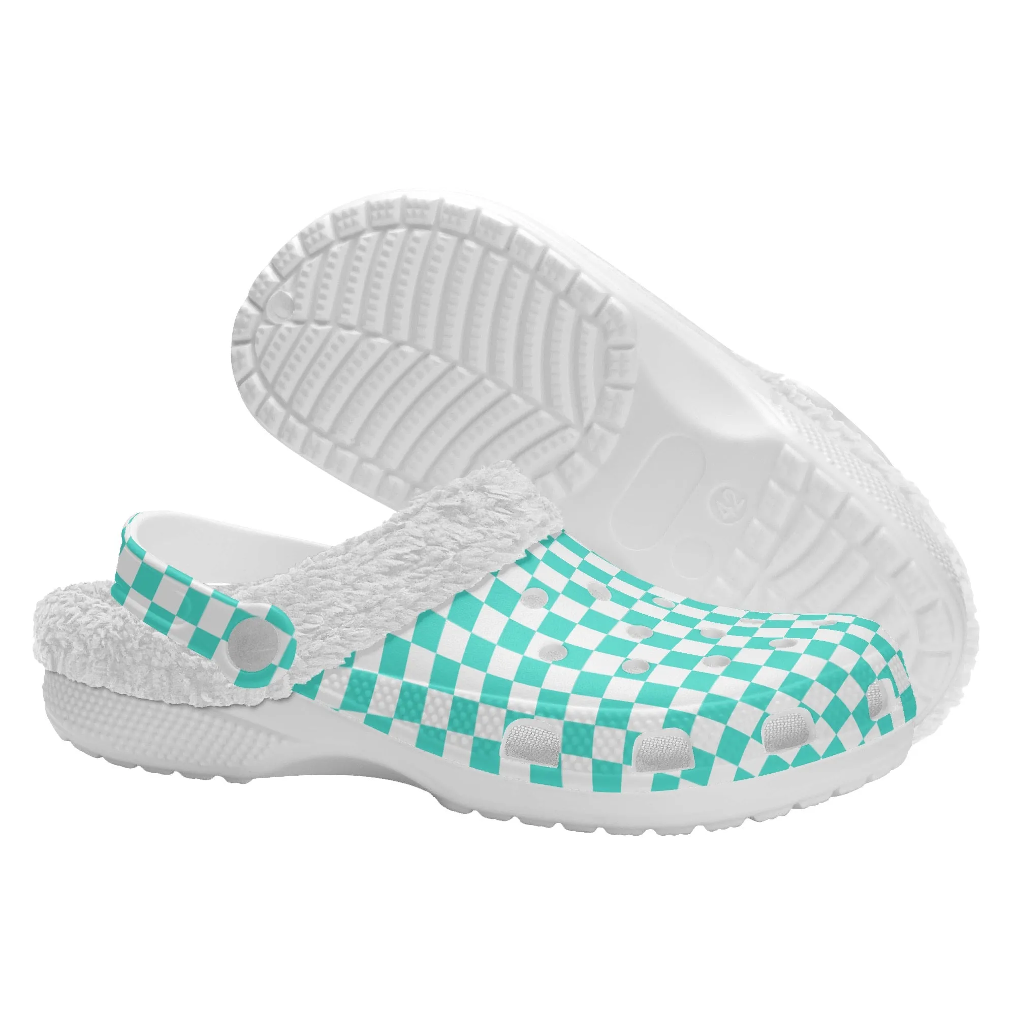 Checkered Pastels | Fleece-Lined Clog Slippers - Cozy, Versatile & Made for Everyday Comfort