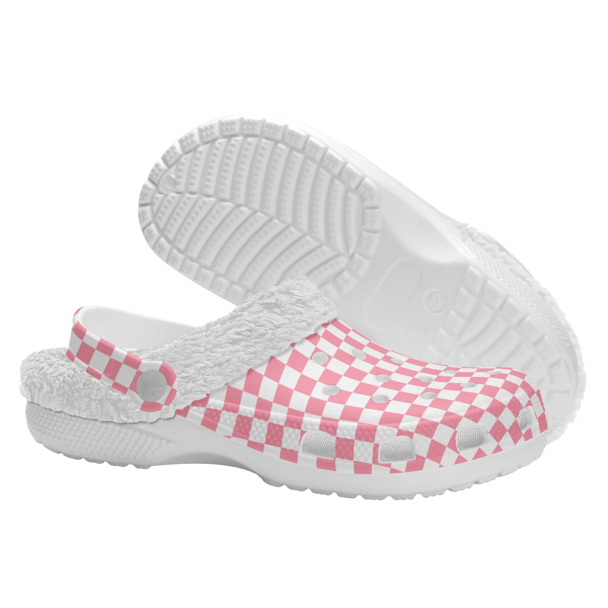 Checkered Pastels | Fleece-Lined Clog Slippers - Cozy, Versatile & Made for Everyday Comfort