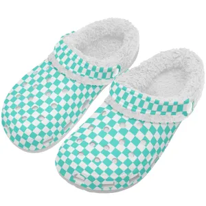 Checkered Pastels | Fleece-Lined Clog Slippers - Cozy, Versatile & Made for Everyday Comfort