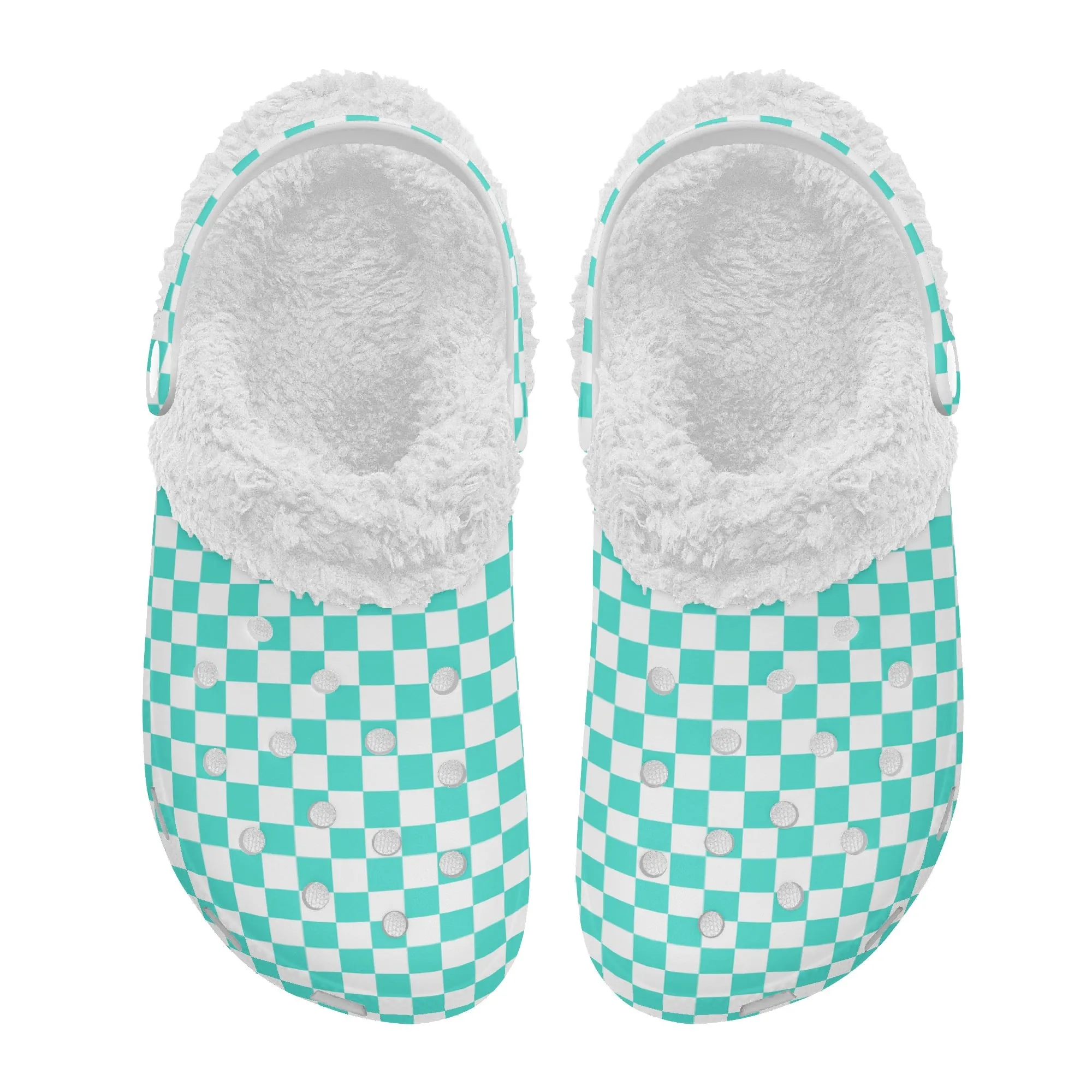 Checkered Pastels | Fleece-Lined Clog Slippers - Cozy, Versatile & Made for Everyday Comfort