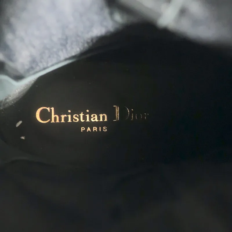 Christian Dior D-Fight Lace-Up Combat Boots Black Stretch Leather Size 42