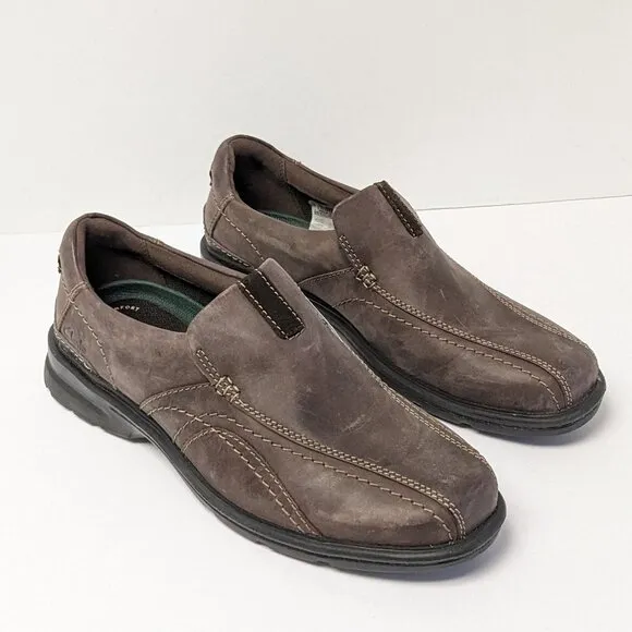 Clarks Gessler Step Slip-On Loafers, Brown Leather, Men's 9 Wide