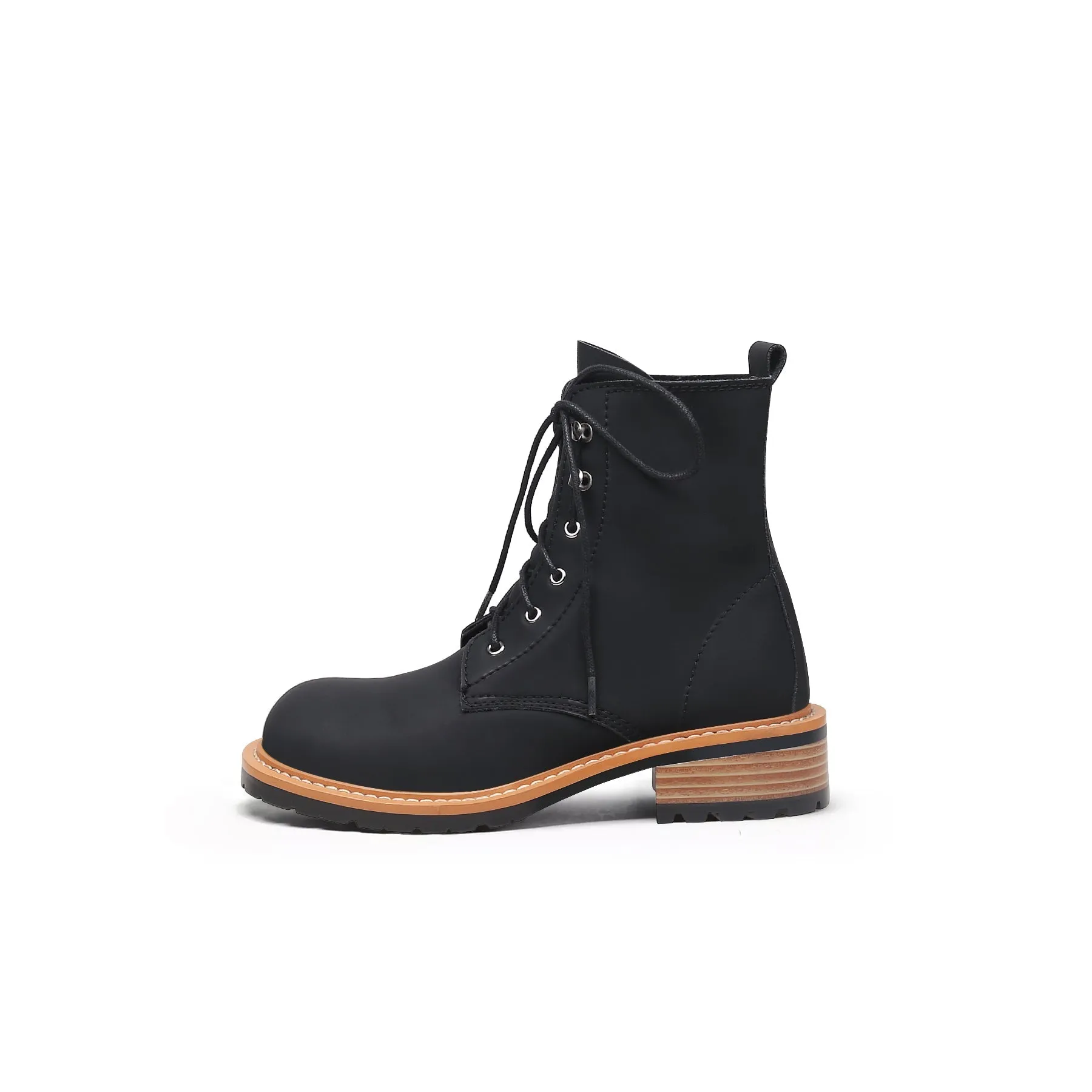 Classic Leather Combat Boots - Black