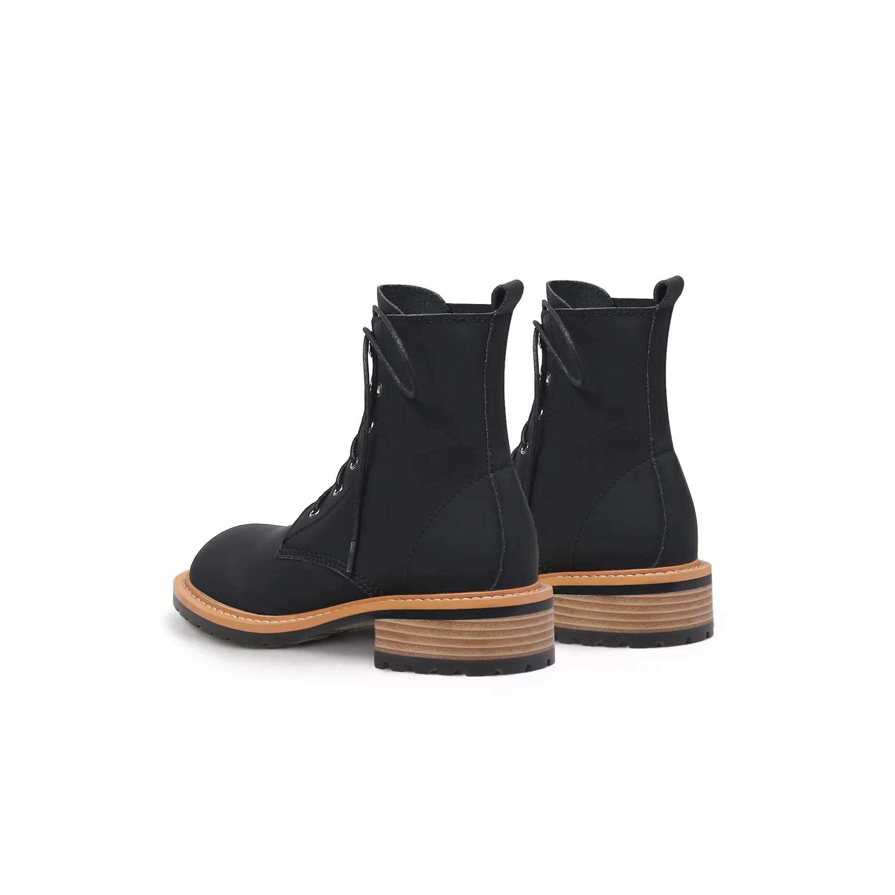 Classic Leather Combat Boots - Black