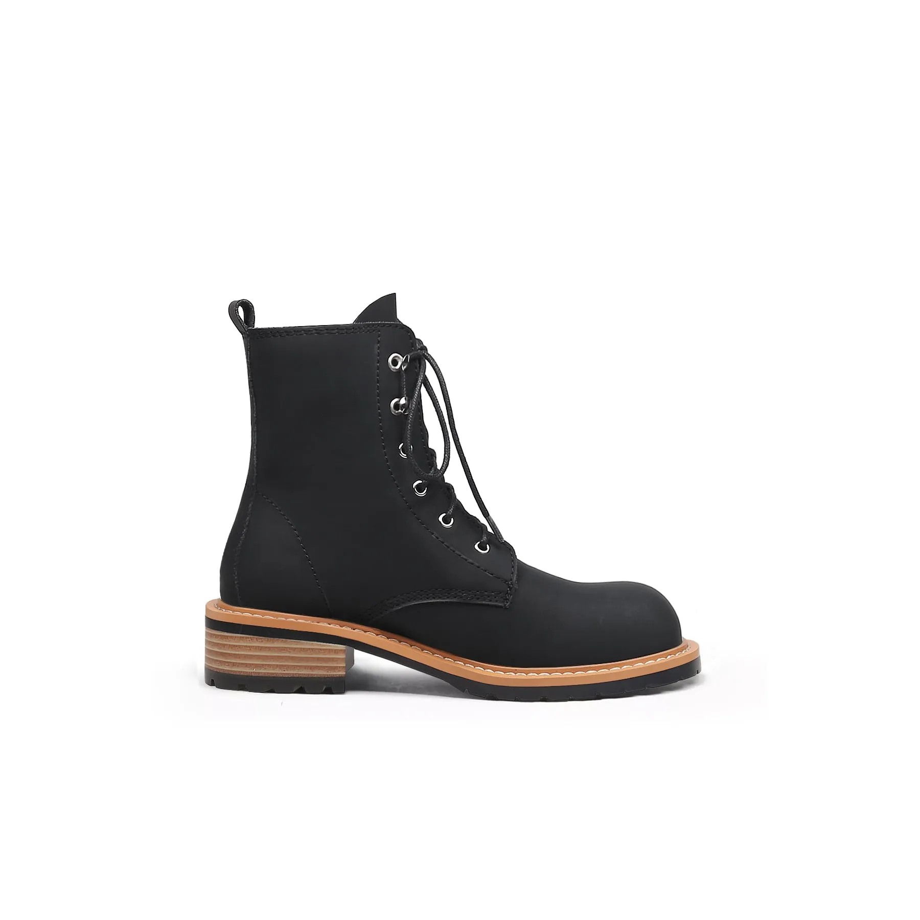 Classic Leather Combat Boots - Black