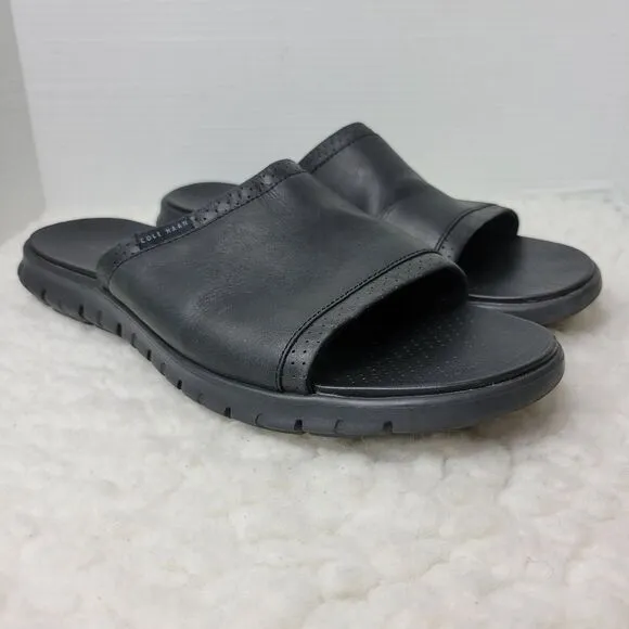 Cole Haan Zero Grand Mens Slide Sandals Size 12 Black Leather Shoes C24989