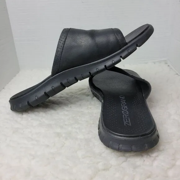 Cole Haan Zero Grand Mens Slide Sandals Size 12 Black Leather Shoes C24989