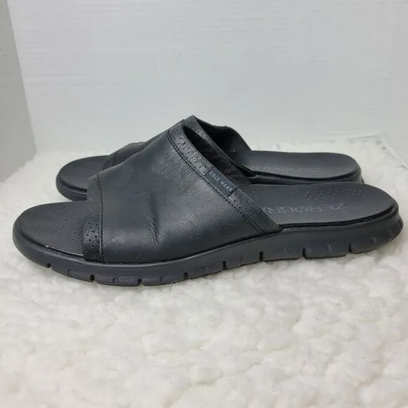 Cole Haan Zero Grand Mens Slide Sandals Size 12 Black Leather Shoes C24989