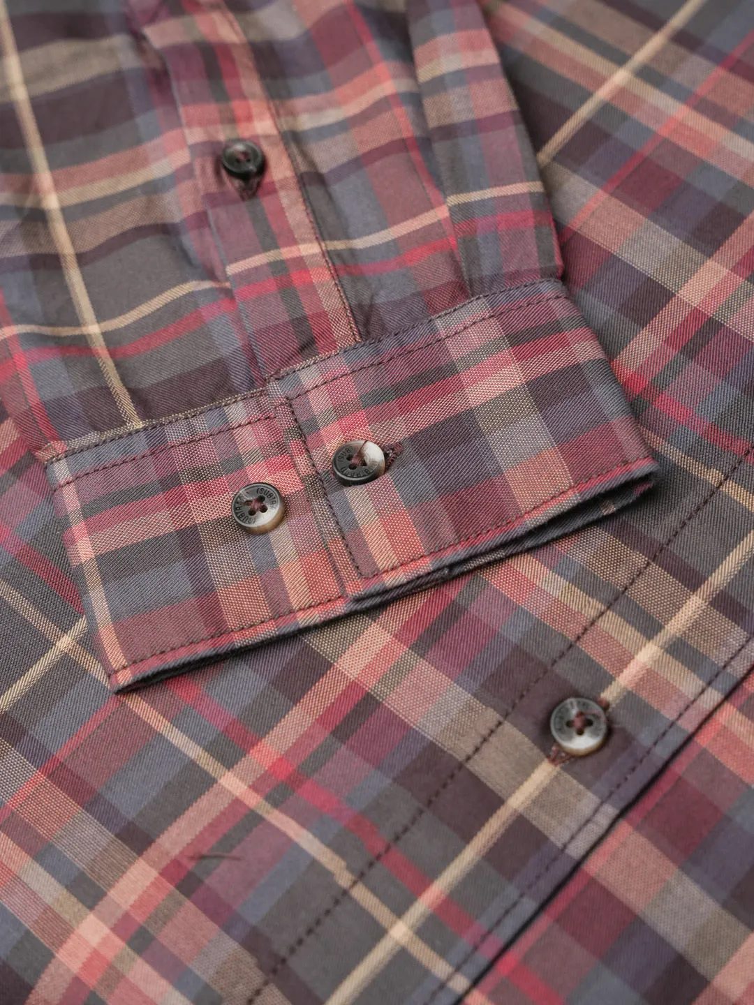 Cotton Checked Casual Shirt in Maroon - Comfort Fit