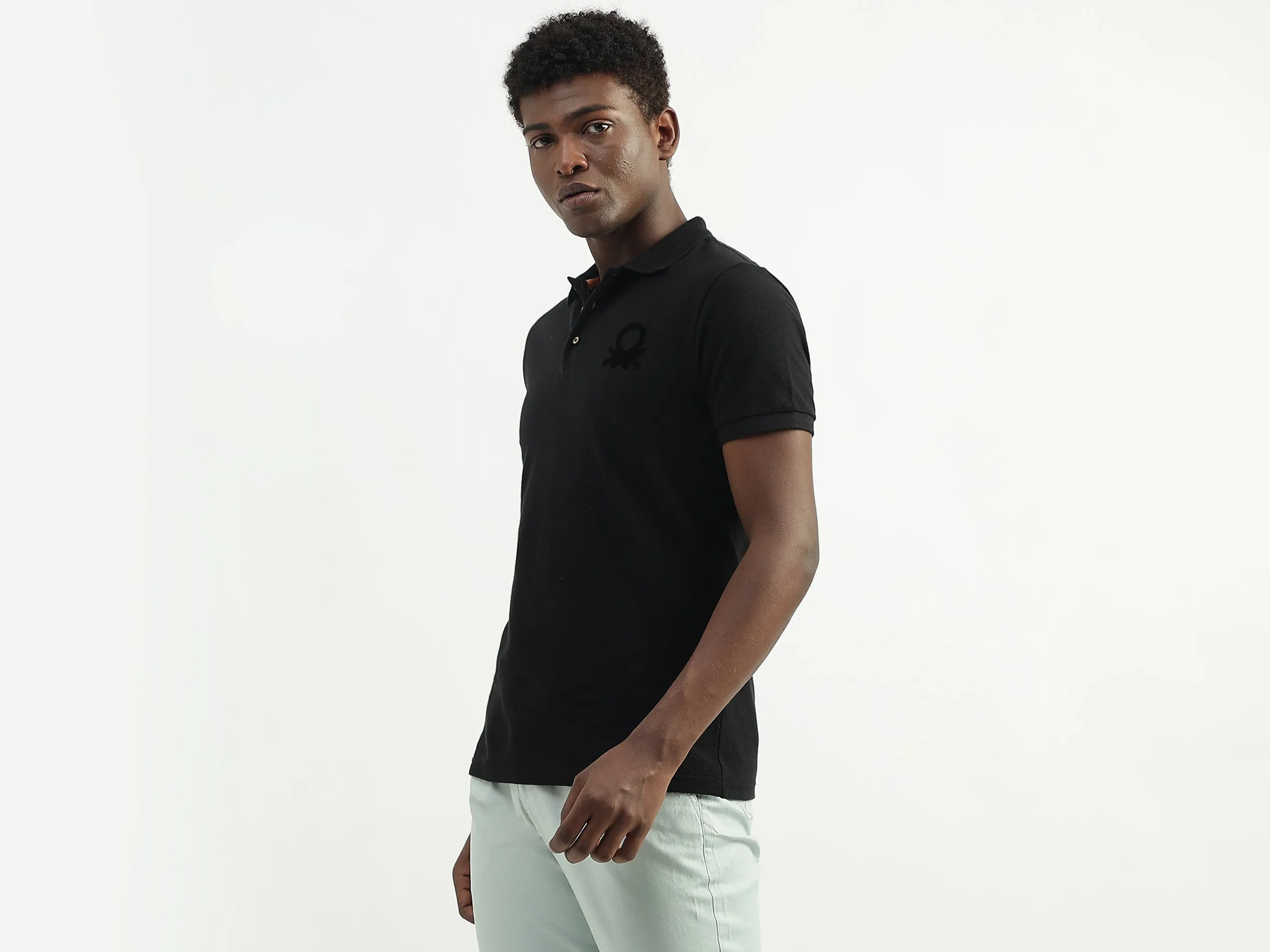 Cotton Solid Polo Collar Mens T-shirts