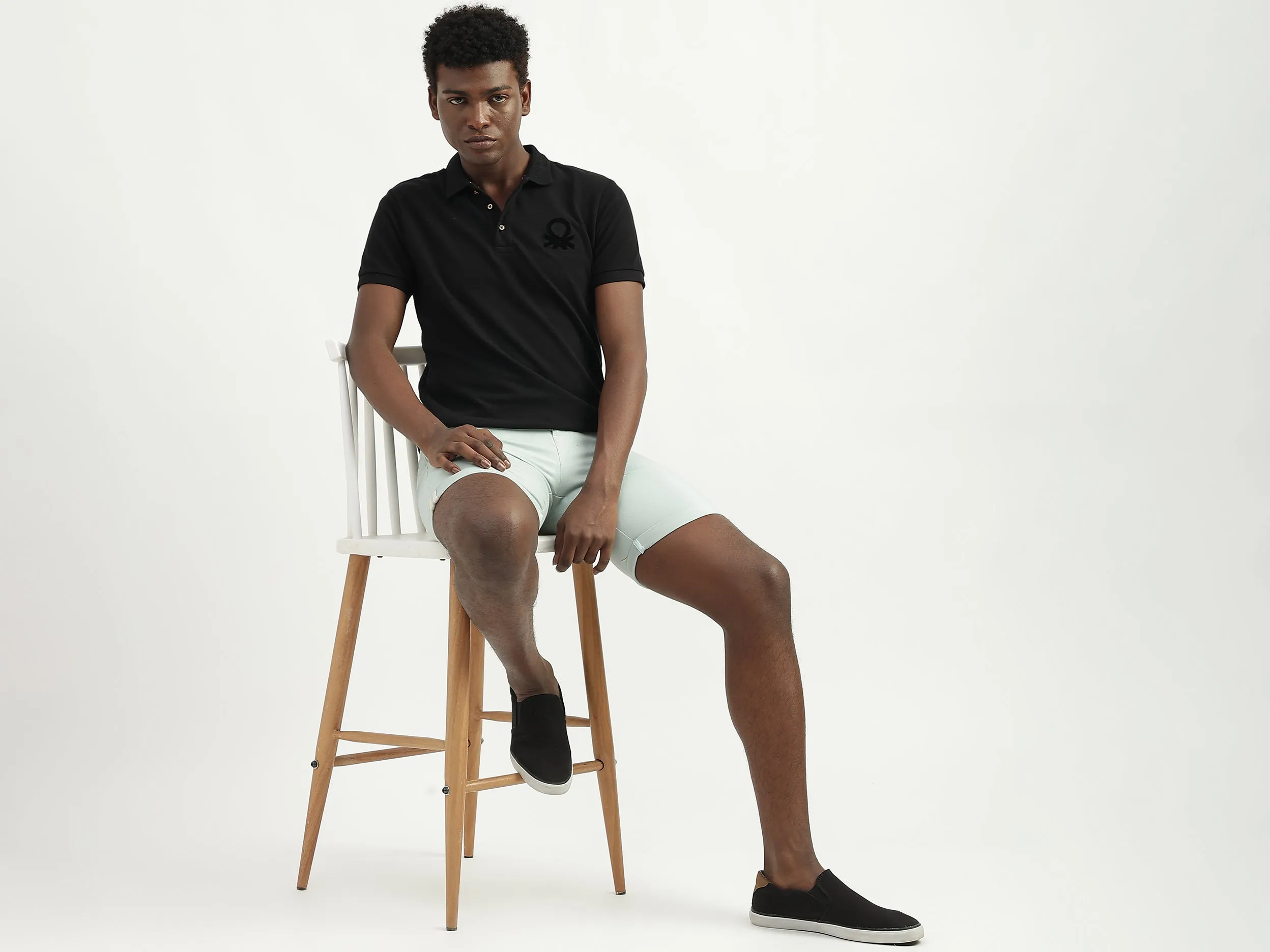 Cotton Solid Polo Collar Mens T-shirts