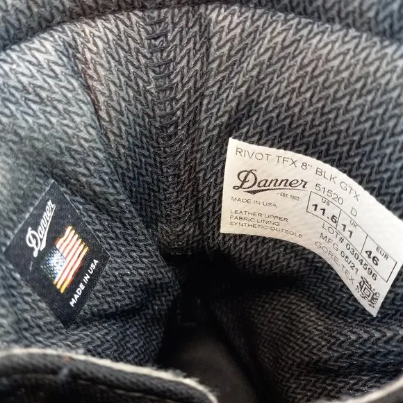 Danner Rivot GTX Military Black Leather Boots (11.5 US)