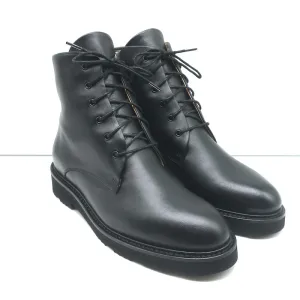 Dear Frances Park Combat Boots Black Leather Size 37 Flat Lace-Up Ankle Boots