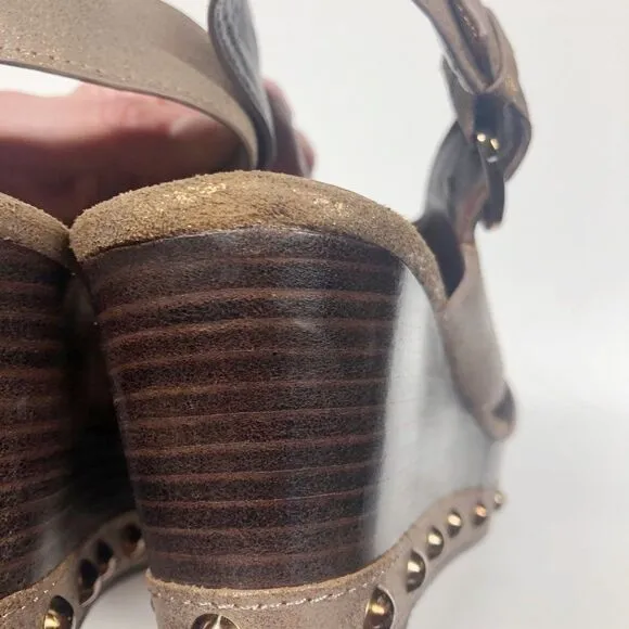 Donald J. Pliner Febe Oiled Suede Bronze Shimmer Wedge Slingback Sandals