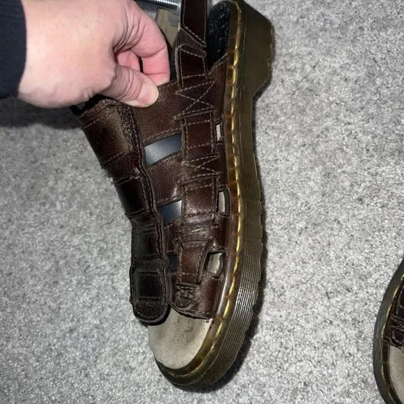 Dr Marten Sandals Mens 12 M AW004  Fisherman Slingback Brown Leather Buckled 90s