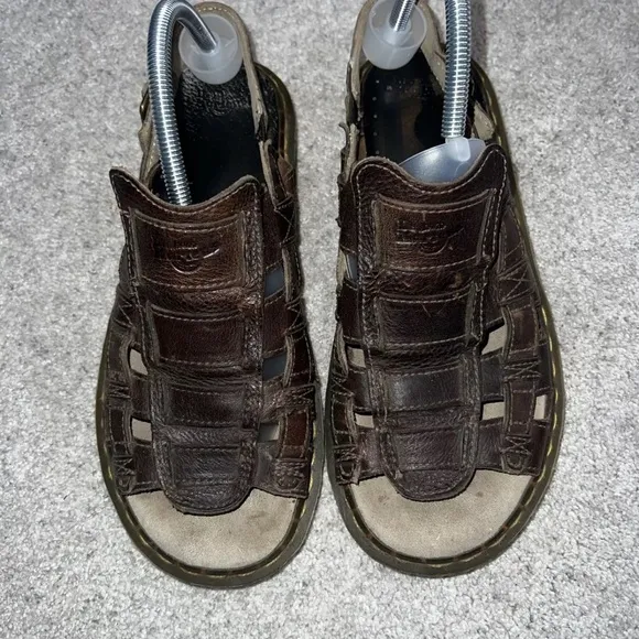 Dr Marten Sandals Mens 12 M AW004  Fisherman Slingback Brown Leather Buckled 90s