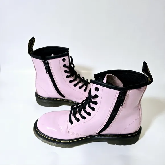 Dr. Martens Girl's Light Pink Patent 1460J Boots, Size 3