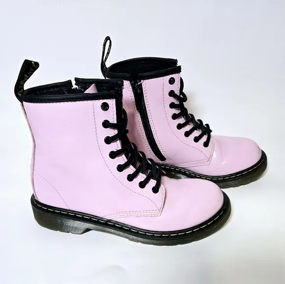 Dr. Martens Girl's Light Pink Patent 1460J Boots, Size 3