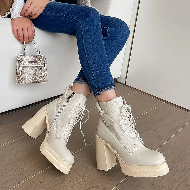 Drew Beige Ankle Boots