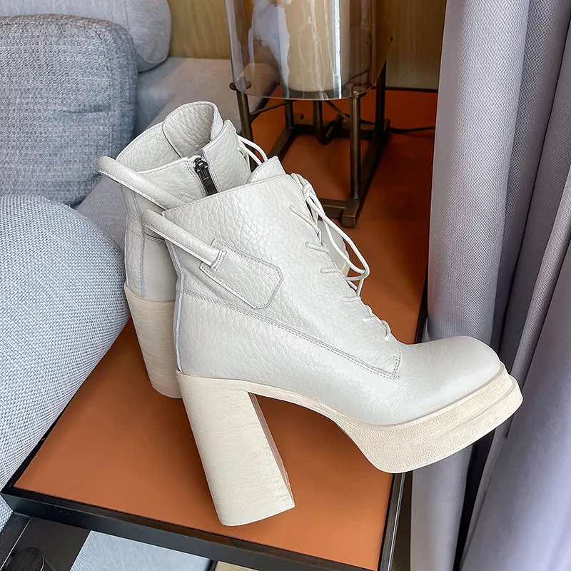 Drew Beige Ankle Boots