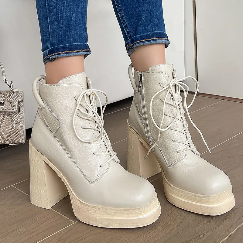 Drew Beige Ankle Boots