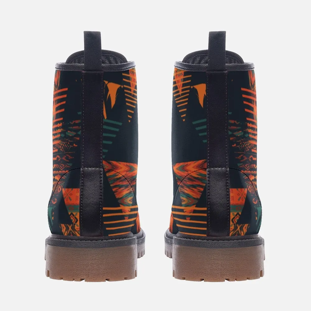 Ethnic Tribal Blue Vegan Leather Unisex Boots