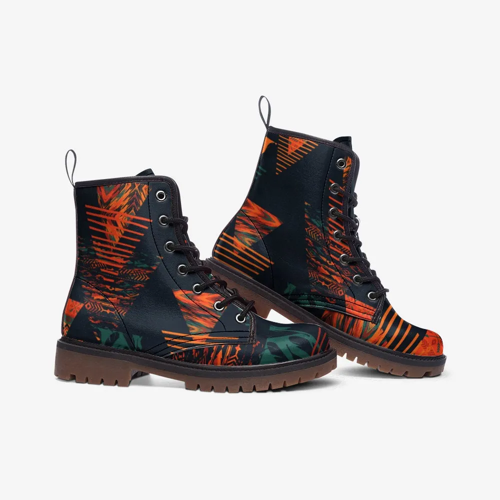 Ethnic Tribal Blue Vegan Leather Unisex Boots
