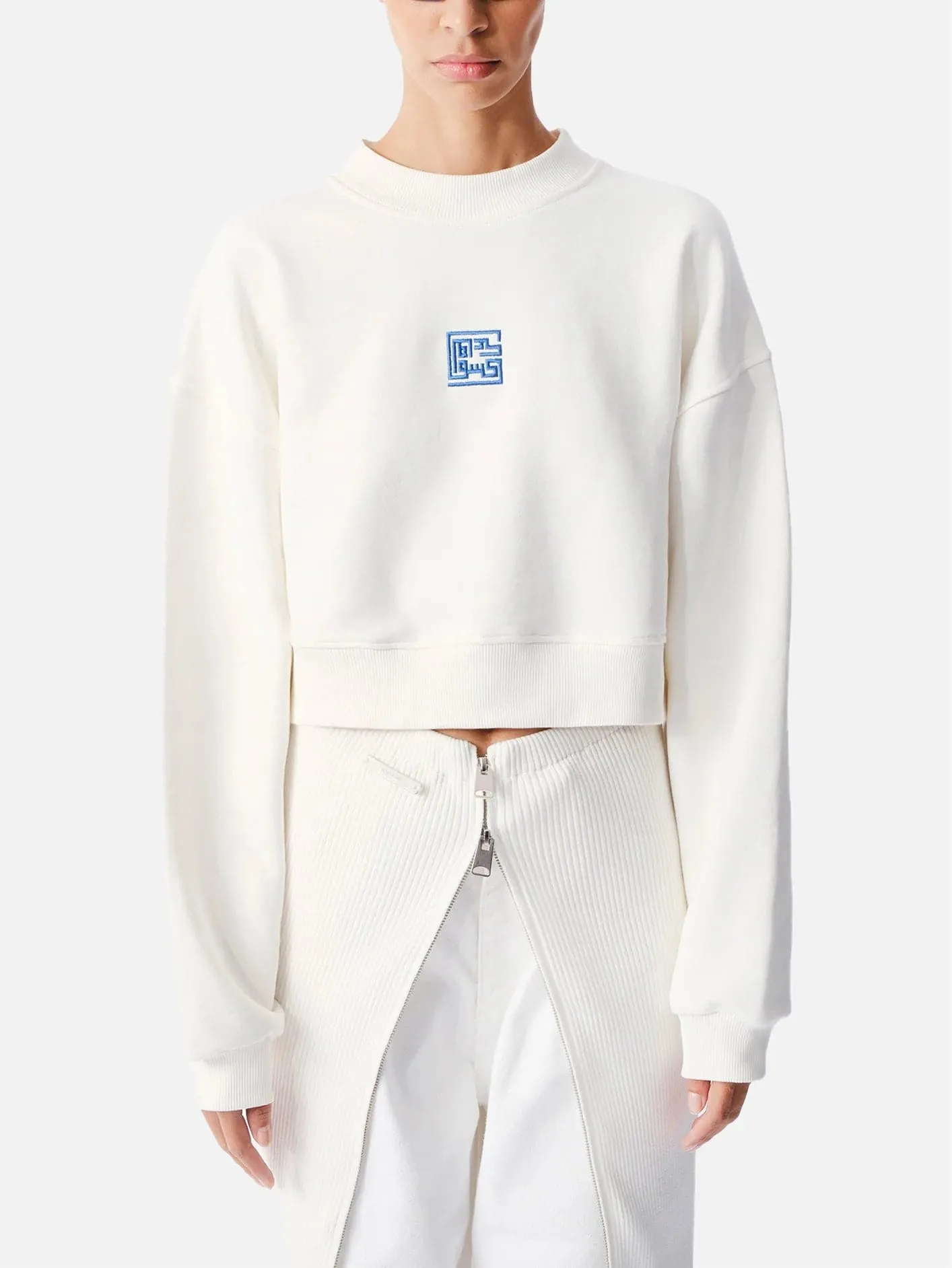 Everyday White Cropped Sweatshirt