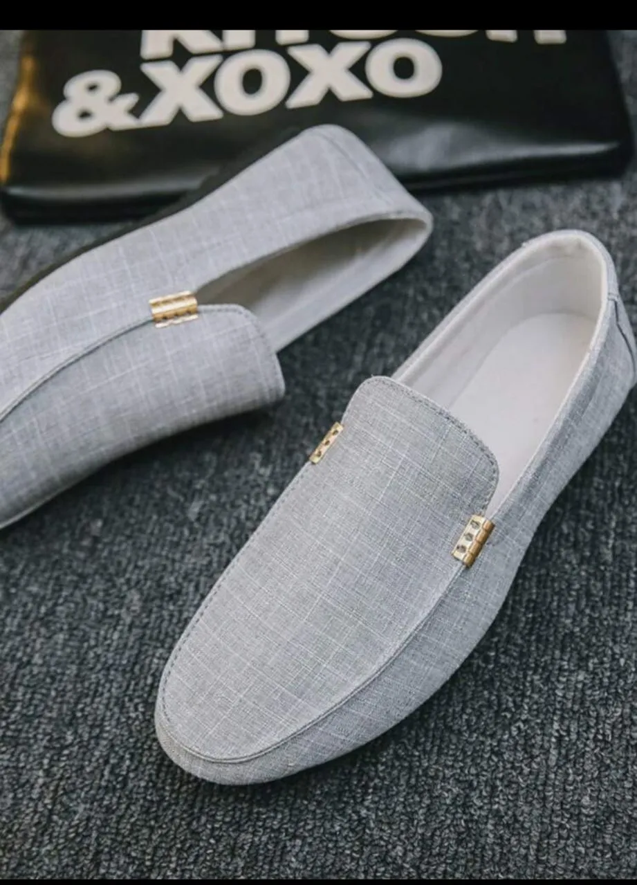 Fashion Fabric Slip-On Loafers, Men's Casual Shoes, Korean Style Breathable Canvas Shoes, Oversized Design Runs Small, Suggest Ordering One Size Up