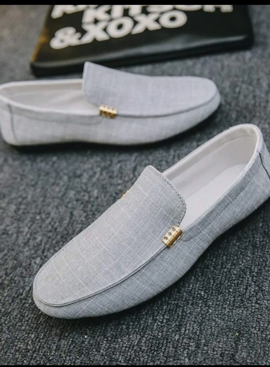 Fashion Fabric Slip-On Loafers, Men's Casual Shoes, Korean Style Breathable Canvas Shoes, Oversized Design Runs Small, Suggest Ordering One Size Up