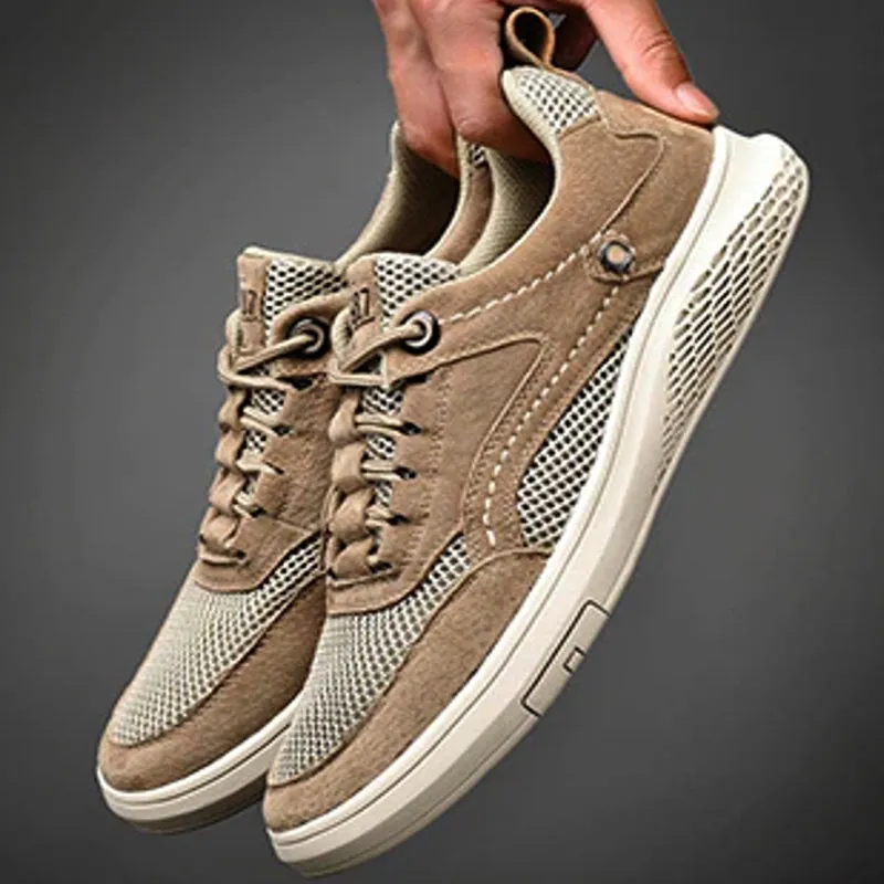 Fashion Genuine Leather Mesh Loafers Oxfords Men Sneakers
