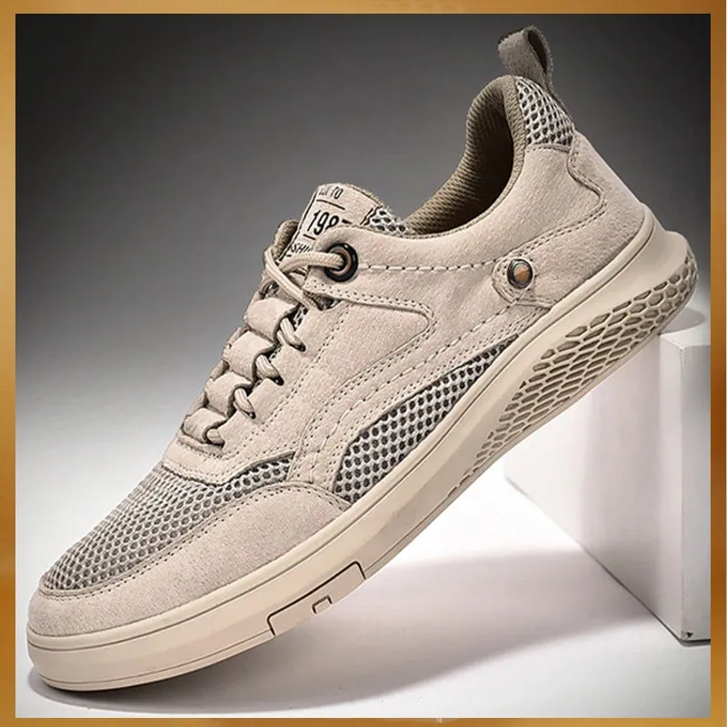 Fashion Genuine Leather Mesh Loafers Oxfords Men Sneakers