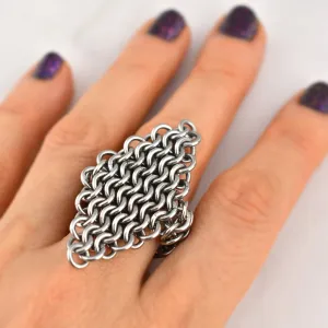 Finger Armor - Mesh Diamond Statement Ring