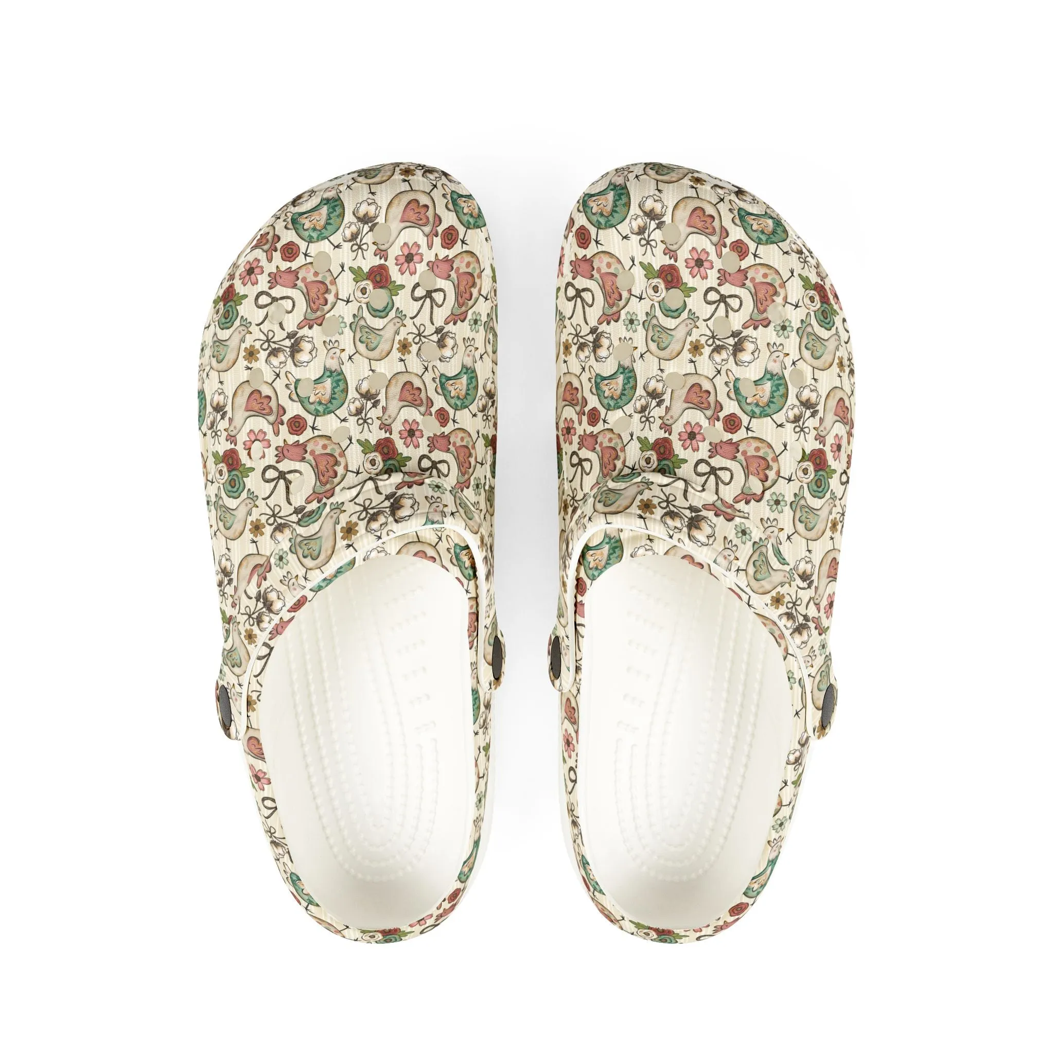 Floral Chicken EVA Foam Clogs - Comfortable & Stylish Garden Shoes