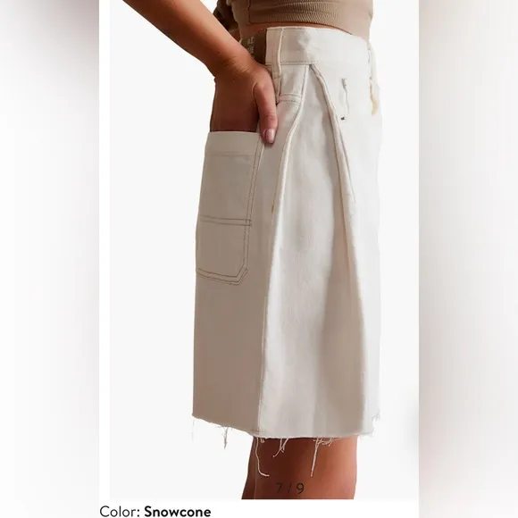 Free People We The Free Boomerang Long Denim Shorts