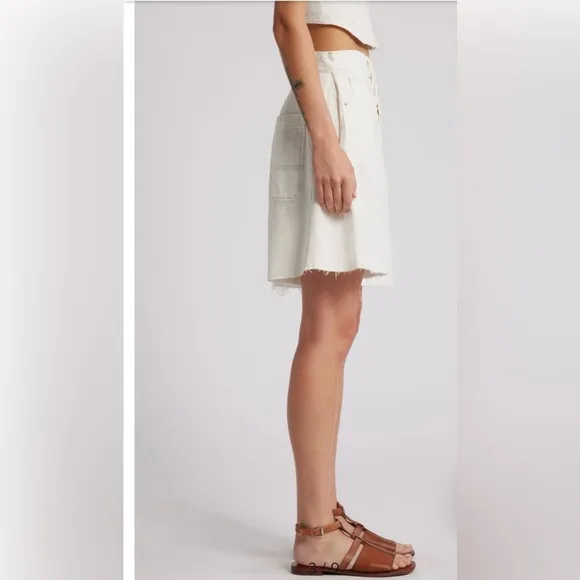 Free People We The Free Boomerang Long Denim Shorts