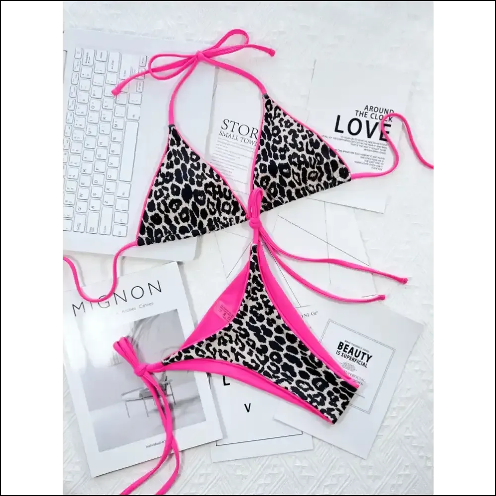 Get Wild in Style with Needful Things Leopard Print Halter Bikini! 🐆✨