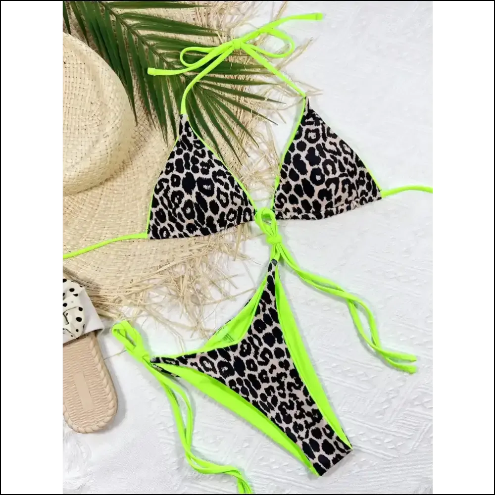 Get Wild in Style with Needful Things Leopard Print Halter Bikini! 🐆✨