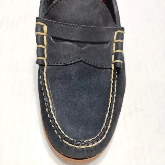 G.H. Bass Weejuns Waldo Penny Loafers  Black Suede Leather Men's Shoes Size 7.5D