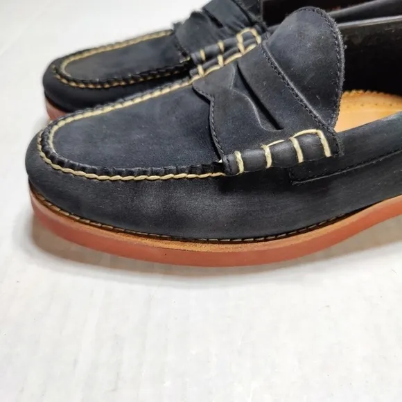 G.H. Bass Weejuns Waldo Penny Loafers  Black Suede Leather Men's Shoes Size 7.5D