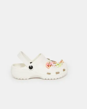 Girls White Charm Clog