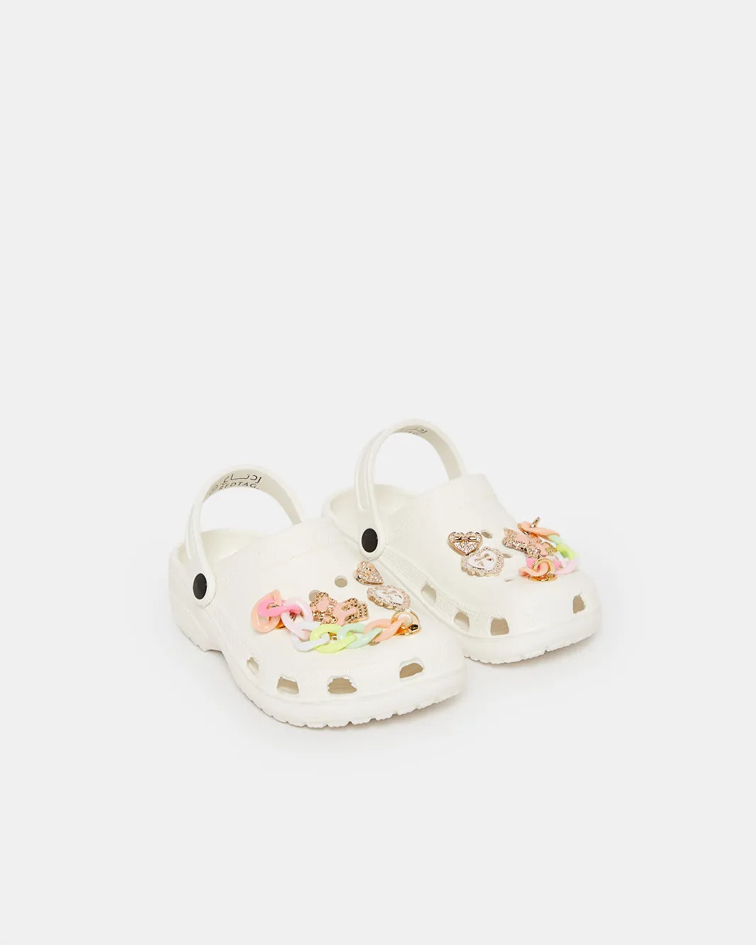 Girls White Charm Clog