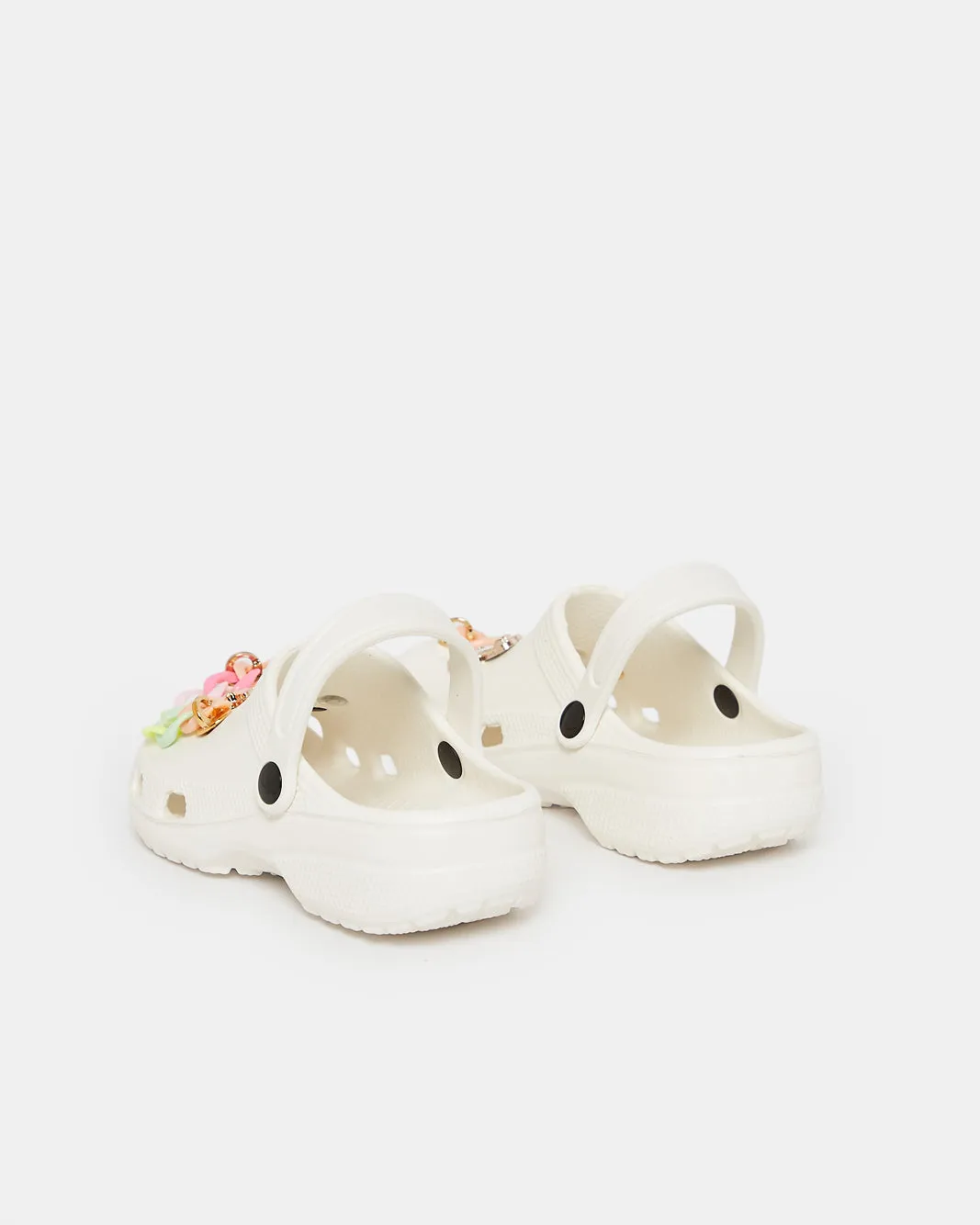 Girls White Charm Clog