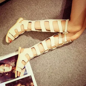 Gladiator Sandals Woman knee high sandalias botas femininas summer Sexy Cross-tied Lace up Women Boots Sandal Shoes