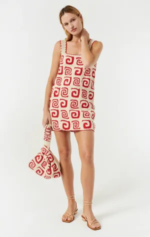 Goldie Dress in Red Swirl Crochet